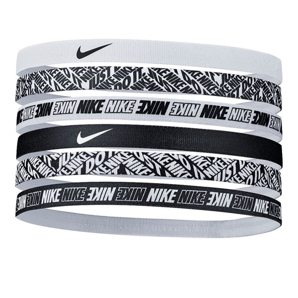 Nike Black White Logo Non-Slip Silicone Headbands Set of 6 - Picture 1 of 8